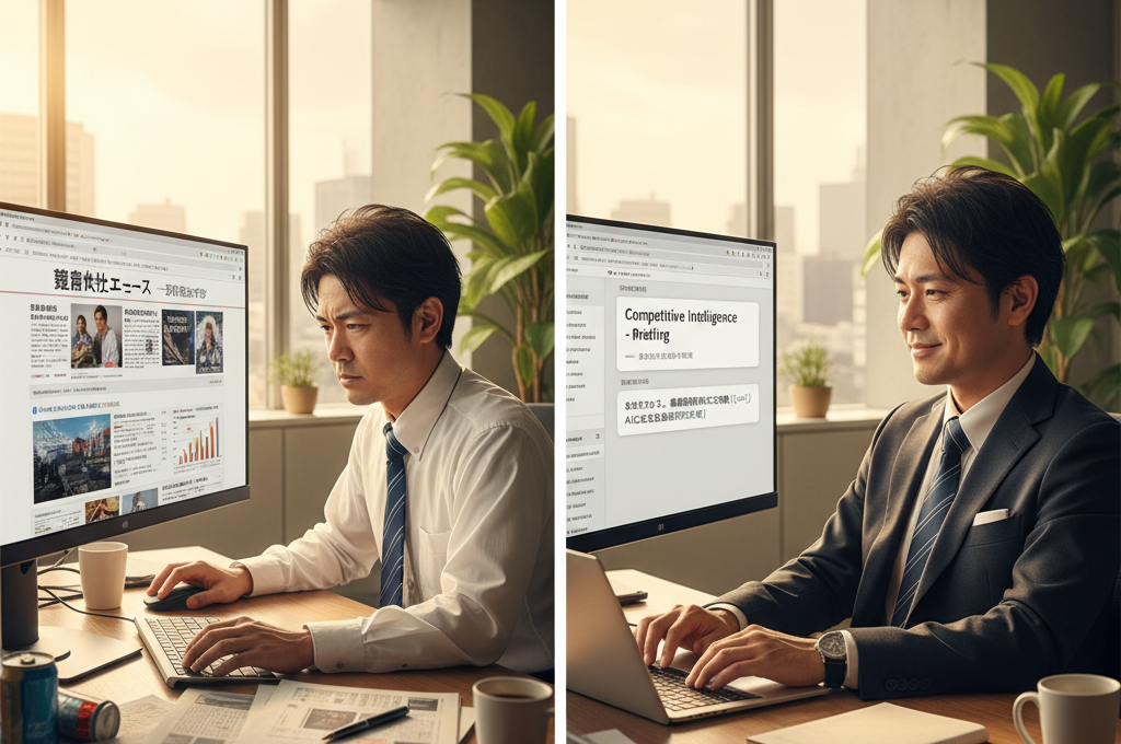 毎朝の競合調査に30分かけている人が見落としている自動化の方法